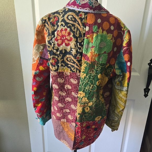 Handmade Kantha Patchwork Blazer Jacket Size 38 UNISEX‎ - Picture 9 of 10